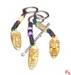 Human man face carved bone key-ring