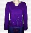Crochet flower design rib cotton full Tshirt
