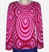 Circle waves print full rib cotton T-shirt