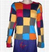 Squares patch-work full rib cotton Tshirt