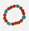 Turquoise and rudraksha beads wristband