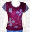 Flower inlay rib half tshirt