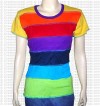 Rainbow stripes rib t-shirt