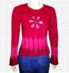 Flower paint rib t-shirt