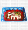 Mithila art - bird on elephant tiny tray