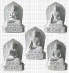 Pancha Buddha - 8'' stone staues (set of 5)