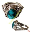 Silver wire turq finger ring1