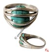 Silver wire turq finger ring2