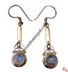 Rainbow moon stone silver ear rings2