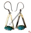 Turq ''A'' shape silver ear rings