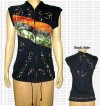 Sleeveless hand painted hooded jacket