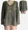 Embroidered beaded cotton string shirt