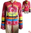 Colorful stripes spray print rib jacket