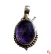 Amethyst stone small silver pendant