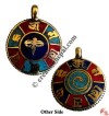 Stone setting double sided round pendant3
