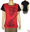 Layer-cut waves design rib t-shirt