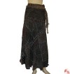 Cotton patch-work open skirt -brown