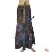 Cotton patch-work open skirt -Navy