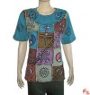 Hand paint colorful patch-work rib t-shirt