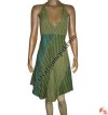 Cotton patch-joined over-dyed halter dress