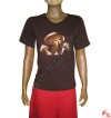 Rib mushroom crochet-cutting t-shirt