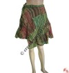 Patch-work over-dye wrapper mini skirt