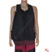 Sleeveless front 2-pocket cotton top