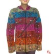 Block and hand prints, colorful joined rib hooded top