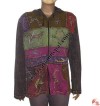 Hand embroidery patch-work stone wash rib hooded top 8
