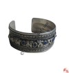 Om Mani Mantra white metal wide bangle 5