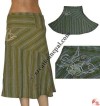 Stripes thin cotton flower emb skirt