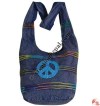 Razor-cut stripes peace design cotton bag