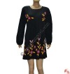 Hand emb flower fine rib dress