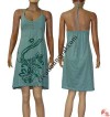 Flower print fine rib halter dress