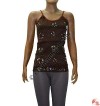 Hand painted stripes fine rib tank top