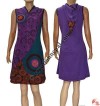 Circles patch emb joined hooded fine rib dress