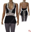 Strap print cotton halter top