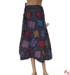 Stripes patch-work plain wrapper skirt