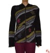 Stripes patch flower black jacket