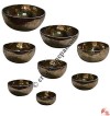 Shiny hand hammered jammed singing bowl set (set of 8)