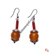 Amber beads ear ring