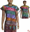 Slanted tie-dye patch rib t-shirt