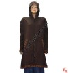 Ribbed cotton hooded long coat
