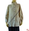 Hi-neck cotton shirt