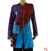 Circles and razor-cut rib long jacket