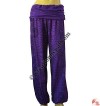 Printed fine rib waist covered rouser