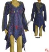 Hand-emb Ice-hood stripes cotton dress