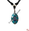 OM oval white metal pendant1