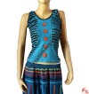 Circular-disks Razor-cut rib tank top