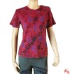 Flower print stone wash rib top